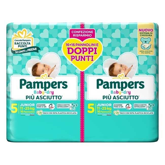 Pampers Baby Dry Pannolino Duo Downcount Junior 32 Pezzi Pampers Baby Dry Pannolino Duo Downcount Junior 32 Pezzi