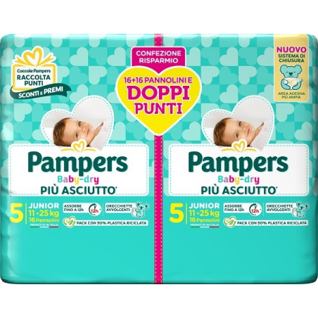 Pampers Baby Dry Pannolino Duo Downcount Junior 32 Pezzi Pampers Baby Dry Pannolino Duo Downcount Junior 32 Pezzi