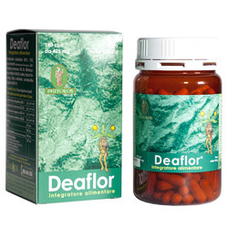 Confezione da 180 capsule di Deaflor Integratore Di Fermenti Lattici e Fibre Per Il Benessere Intestinale.