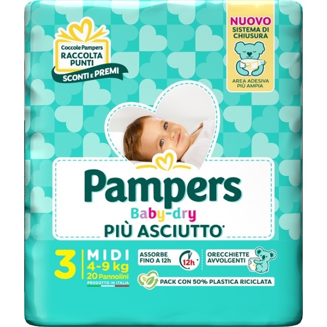 Pampers Baby Dry Pannolino Downcount Midi 20 Pezzi Pampers Baby Dry Pannolino Downcount Midi 20 Pezzi