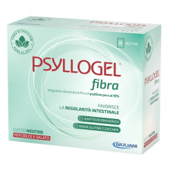 Confezione da 20 bustine di Psyllogel Fibra  Gusto ZNeutro, integratore per stitichezza occasionale e cronica.