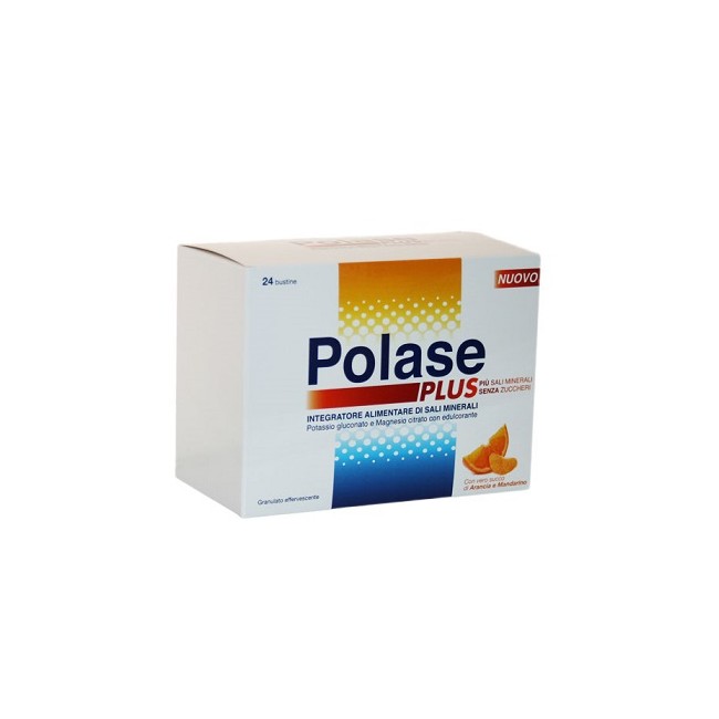 Confezione da 24 bustine di Polase Plus, integratore per ridurre stanchezza fisica e mentale.
