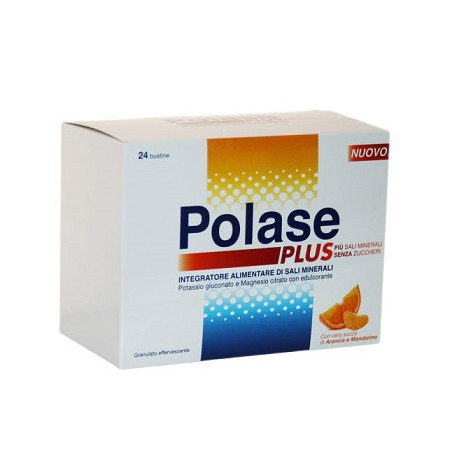 Confezione da 24 bustine di Polase Plus, integratore per ridurre stanchezza fisica e mentale.