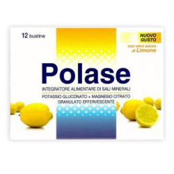 Confezione da 12 bustine di Polase, integratore di sali minerali contro la stanchezza.