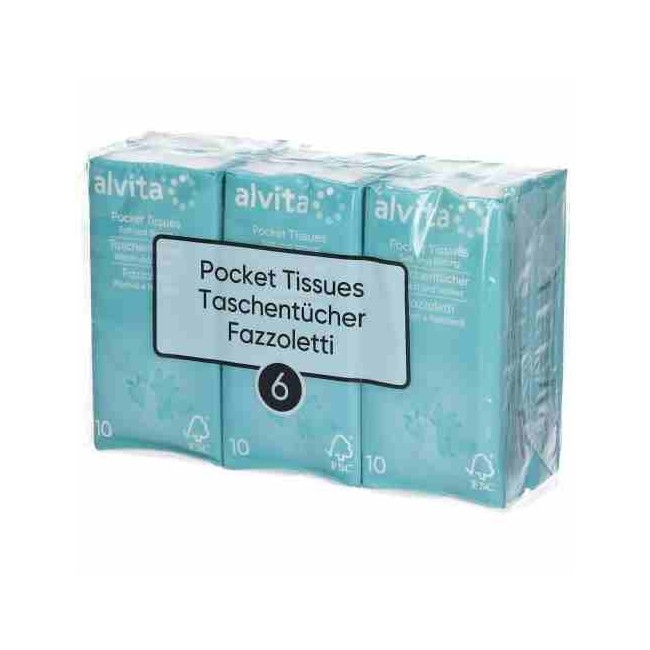 ALVITA FAZZOLETTI CARTA 6 PACCHI DA 10 PEZZI ALVITA FAZZOLETTI CARTA 6 PACCHI DA 10 PEZZI