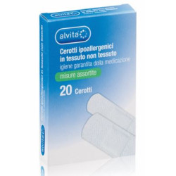 ALVITA CEROTTO IN TESSUTO NON TESSUTO ESTENSIBILE BIANCO CON TAMPONE ANTISETTICO ASSORTITO 20 PEZZI