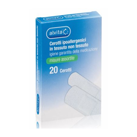 ALVITA CEROTTO IN TESSUTO NON TESSUTO ESTENSIBILE BIANCO CON TAMPONE ANTISETTICO ASSORTITO 20 PEZZI