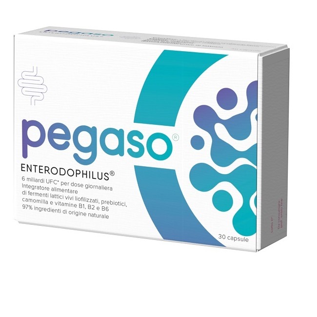 Confezione da 30 capsule di Pegaso Enterodophilus integratore di fermenti lattici. Confezione da 30 capsule di Pegaso Enterodophilus integratore di fermenti lattici.