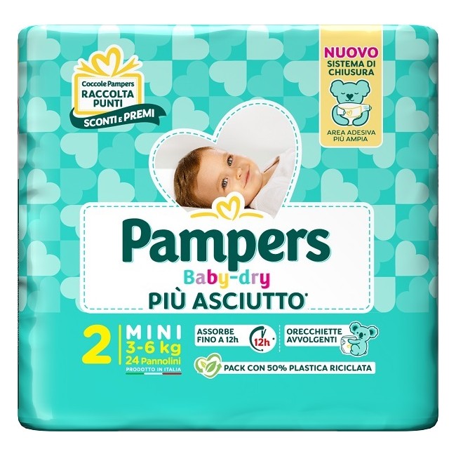 Pampers Baby Dry Pannolino Downcount Mini 24 Pezzi Pampers Baby Dry Pannolino Downcount Mini 24 Pezzi