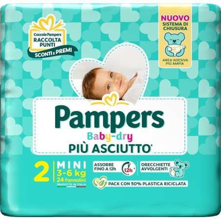 Pampers Baby Dry Pannolino Downcount Mini 24 Pezzi Pampers Baby Dry Pannolino Downcount Mini 24 Pezzi