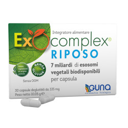 Confezione da 30 capsule di Guna Exocomplex Riposo, integratore per migliorare la qualità del sonno.