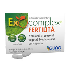 Confezione da 30 capsule di Guna Exoxomplex Fertilità, integratore per aumentare la fertilità.