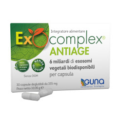 Confezione da 30 capsule di Guna Exocoplex Antiage, integratore per contrasatre i segni dell'invecchiamento.