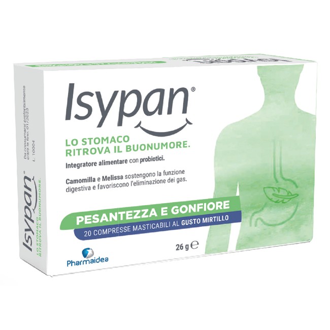 ISYPAN PESANTEZZA GONFIORE 20 COMPRESSE MASTICABILI ISYPAN PESANTEZZA GONFIORE 20 COMPRESSE MASTICABILI