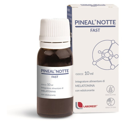Flacone da 10 ml di Pineal Notte Fast Gocce, integratore che favorisce un sonno riposante.