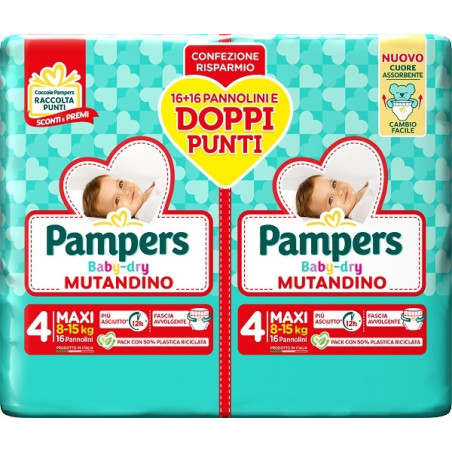 Pampers Baby Dry Pannolino Mutandina Maxi Duo Downcount 32 Pezzi Pampers Baby Dry Pannolino Mutandina Maxi Duo Downcount 32 Pezzi