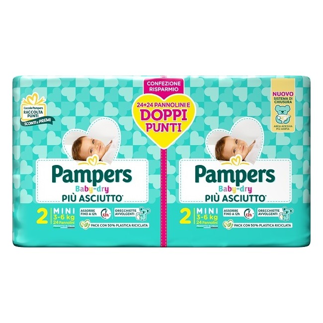 Pampers Baby Dry Pannolino Duo Downcount Mini 48 Pezzi Pampers Baby Dry Pannolino Duo Downcount Mini 48 Pezzi