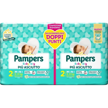 Pampers Baby Dry Pannolino Duo Downcount Mini 48 Pezzi Pampers Baby Dry Pannolino Duo Downcount Mini 48 Pezzi