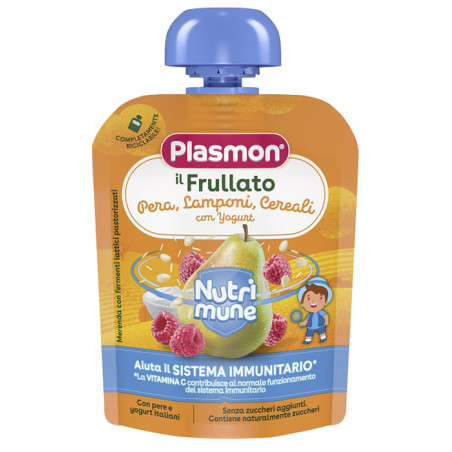 PLASMON NUTRI-MUNE PERA/LAMPONI E CEREALI CON YOGURT 85 G