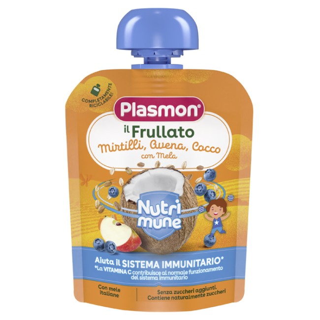 PLASMON NUTRI-MUNE MIRTILLO/AVENA/COCCO CON MELA 85 G PLASMON NUTRI-MUNE MIRTILLO/AVENA/COCCO CON MELA 85 G