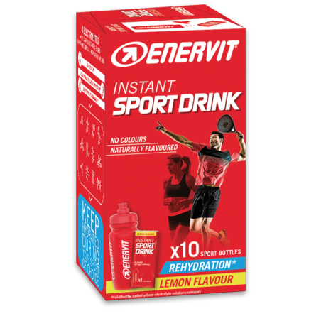 Confezione da 10 bustine di Enervit Instant Sport Drink, integratore per idratare il corpo.