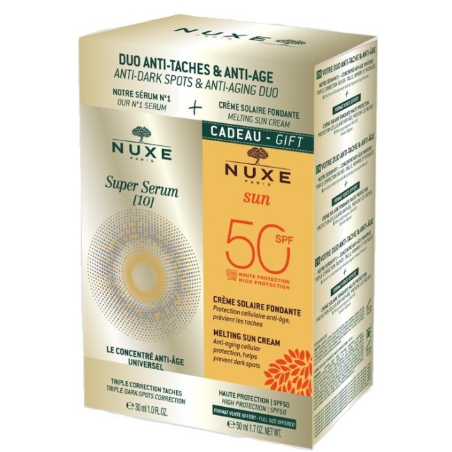 Flacone 30 ml+ Tubo 50 ml di Nuxe Super Serum+ Sun Crema Viso Flacone 30 ml+ Tubo 50 ml di Nuxe Super Serum+ Sun Crema Viso
