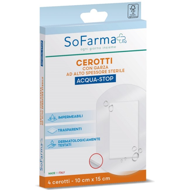 CEROTTO ACQUASTOP 10X15 CM 4 PEZZI SOFARMAPIU' CEROTTO ACQUASTOP 10X15 CM 4 PEZZI SOFARMAPIU'