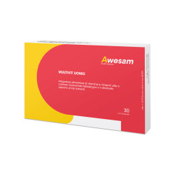 Confezione da 30 compresse di Awesam Multivit Uomo integratore multivitaminico e minerale.