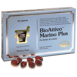 Confezione da 60 capsule di Bioattivo Marino Plus, integratore per il cuore e i vasi sanguigni.