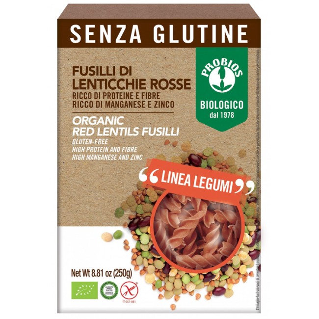 SPECIALITA' 100% LEGUMI FUSILLI LENTICCHIE ROSSE 250 G SPECIALITA' 100% LEGUMI FUSILLI LENTICCHIE ROSSE 250 G