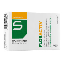 Confezione da 20 capsule di Syform Floractiv, integratore di fermenti lattici per diarrea.
