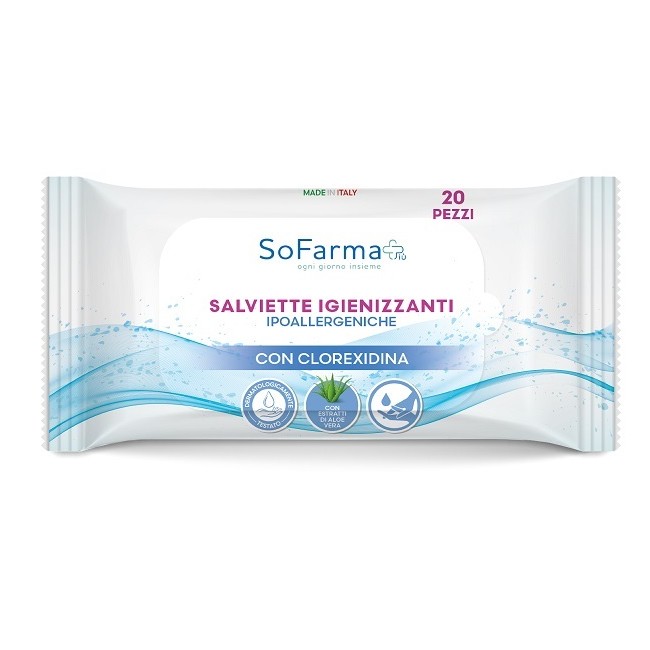 Salviettine Igienizzanti Pocket Clorexidina 20 Pezzi Sofarmapiu\'