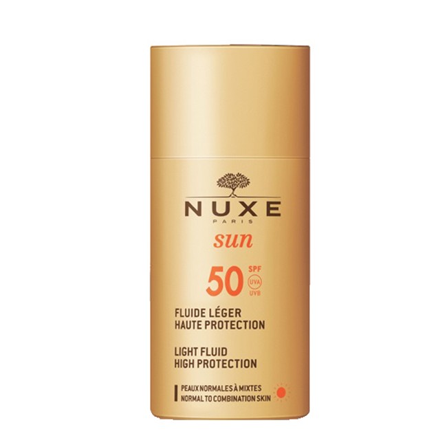 Flacone da 50 ml di Nuxe Sun Fluido Leggero Spf 50+