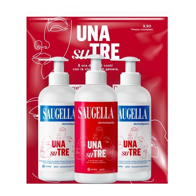 Confezione tripla 600 Ml di Saugella Dermoliquido detergente per igiene intima. Confezione tripla 600 Ml di Saugella Dermoliquido detergente per igiene intima.