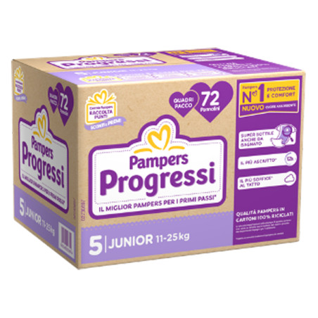 PAMPERS QUADRI PROGRESSI JUNIOR 72 PEZZI PAMPERS QUADRI PROGRESSI JUNIOR 72 PEZZI