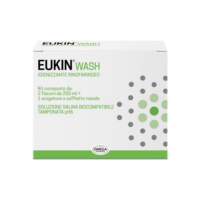 Eukin Wash Igienizzante Rinofaringeo Kit 2 Flaconi Da 250 Ml + Erogatore A Soffietto Nasale Eukin Wash Igienizzante Rinofaringeo Kit 2 Flaconi Da 250 Ml + Erogatore A Soffietto Nasale