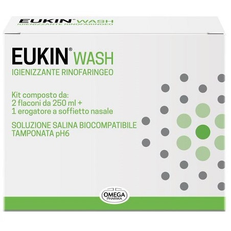 Eukin Wash Igienizzante Rinofaringeo Kit 2 Flaconi Da 250 Ml + Erogatore A Soffietto Nasale Eukin Wash Igienizzante Rinofaringeo Kit 2 Flaconi Da 250 Ml + Erogatore A Soffietto Nasale