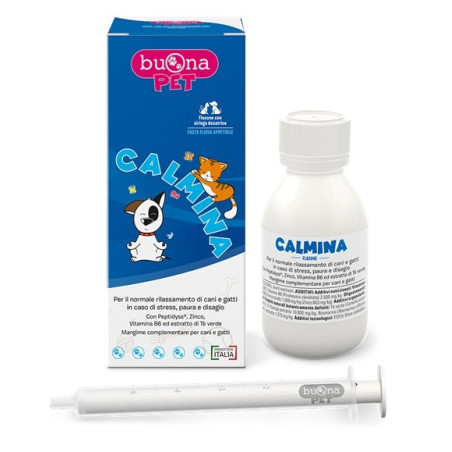 Flacone da 60 grammi di Buona Pet Calmina Trattamento Rilassante Per Cani E Gatti.
