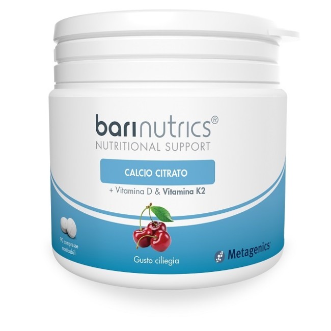 Confezione da 90 compresse di Metagenics Barinutrics integratore di calcio citrato, vitamina D e K. Confezione da 90 compresse di Metagenics Barinutrics integratore di calcio citrato, vitamina D e K.