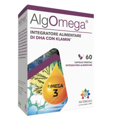 Confezione da 60 capsule di AlgOmega, integratore per la vista e la funzione cerebrale.