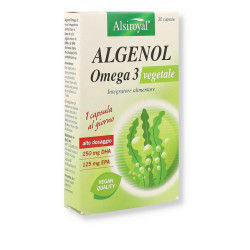 Confezione da 30 capsule di Algenol Omega 3, integratore di EPA e DHA.