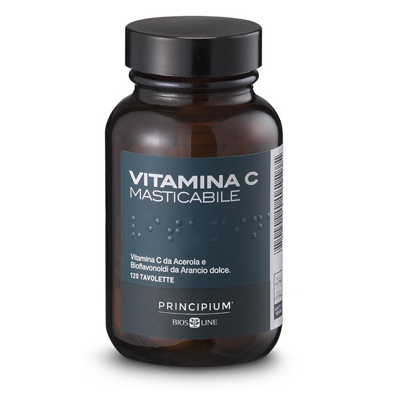 Flacone da 120 tavolette di Bios Line Principium Vitamina C Masticabile, integratore per il sistema immunitario. Flacone da 120 tavolette di Bios Line Principium Vitamina C Masticabile, integratore per il sistema immunitario.