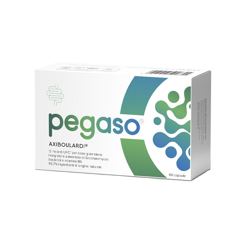 Confezione da 60 capsule di Pegaso Axiboulardi integratore di fermenti lattici. Confezione da 60 capsule di Pegaso Axiboulardi integratore di fermenti lattici.