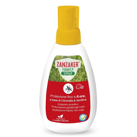 Flacone da 100 ml di Zanzaker Family Spray Antizanzare Per Tutta La Famiglia. Flacone da 100 ml di Zanzaker Family Spray Antizanzare Per Tutta La Famiglia.