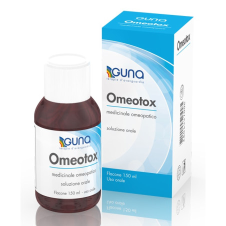 Flacone da 150 ml di Guna Omeotox, medicinale omeopatico.