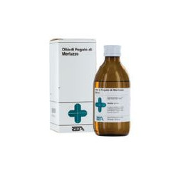 Flacone da 200 ml di Zeta Farmaceutici Olio Di Fegato Di Merluzzo, integratore ricco di omega 3 e vitamine.