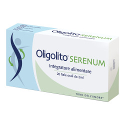 Confezione da 20 fiale di Pegaso Oligolito Serenum, integratore per benessere nervoso ed equilibrio dell'umore.