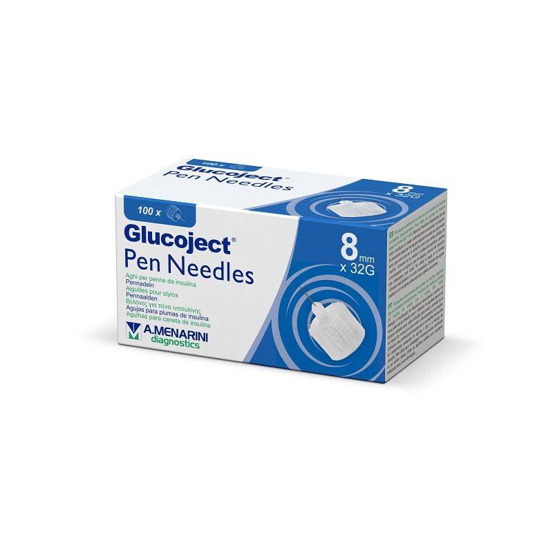 AGO PER PENNA DA INSULINA GLUCOJECT 8 MM GAUGE 32 100 PEZZI AGO PER PENNA DA INSULINA GLUCOJECT 8 MM GAUGE 32 100 PEZZI