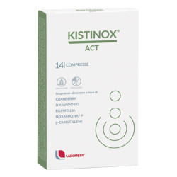 Confezione da 14 compresse di Laborest Kistinox Act, integratore per favorire il benessere delle vie urinarie.