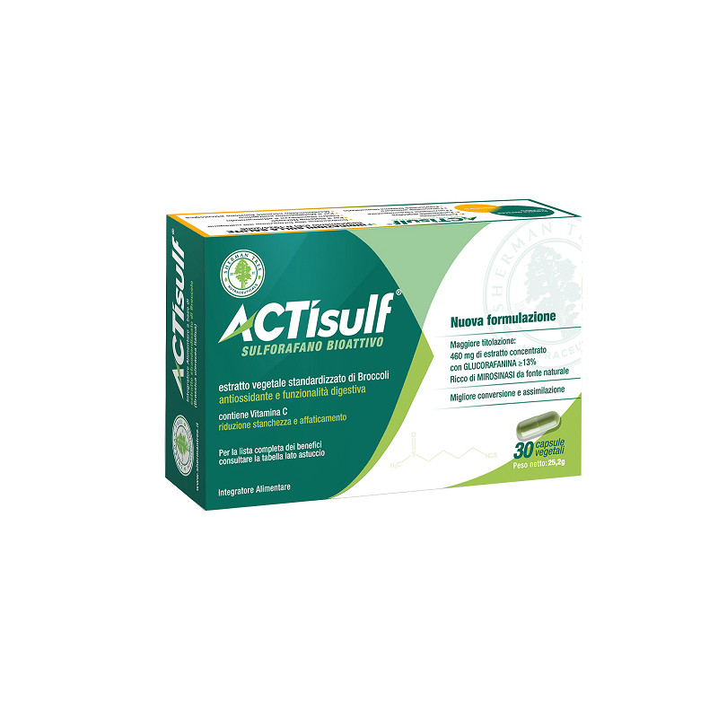 Confezione da 30 capsule di Actisulf Sulforafano Integratore Per Il Benessere Generale Dell'Organismo.